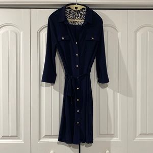 White House Black Market Navy Button Up Career dress